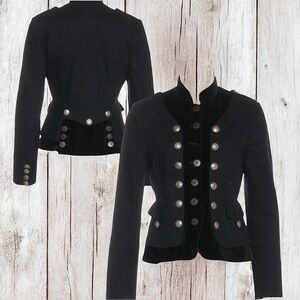 Cynthia Steffe Women’s Black Velvet Denim Military Blazer ~ Size 10